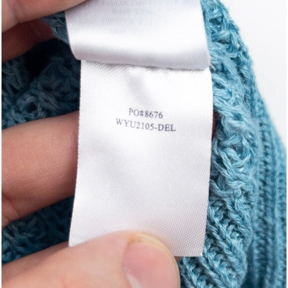 Faherty Miramar Linen Sweater Women's Small Aqua Blue Crew Neck Long Sleeve - Picture 6 of 13